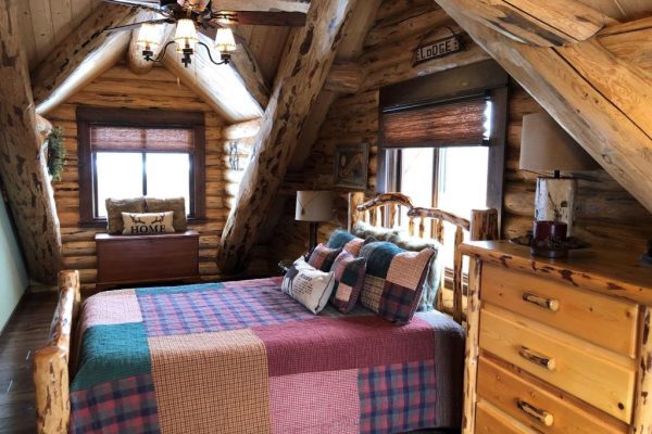 Bedroom of log home